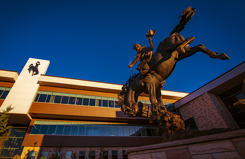 a bucking horse statue with rider