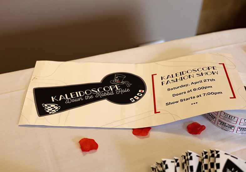 an invitation card inviting people to the kaleidoscope fashion show presented by the department of family and consumer sciences