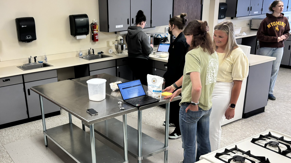 several family and consumer sciences doing research in our teaching kitchen
