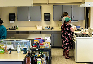 some family and consumer sciences students in our teaching kitchen lab