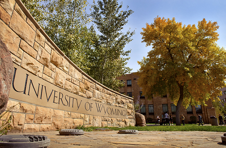 university of wyoming building marquee by student union and knight hall