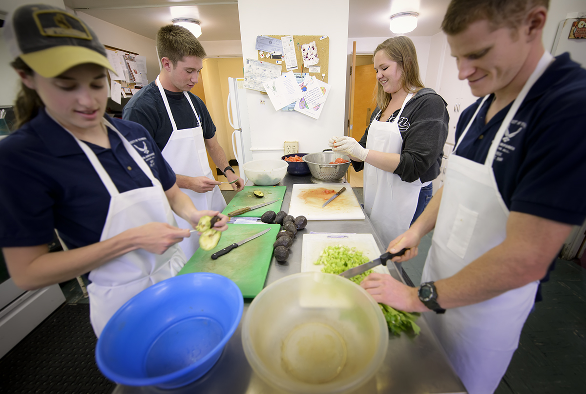 students in kitchen