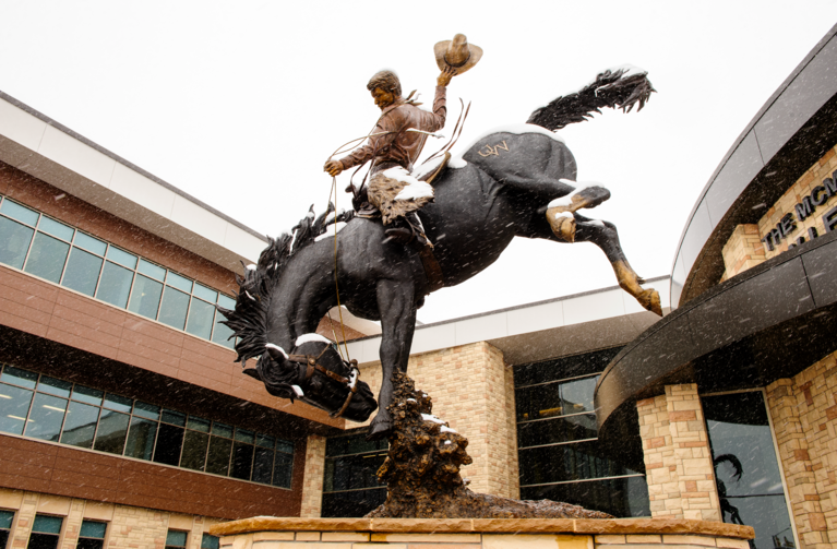 statue of bucking horse and rider