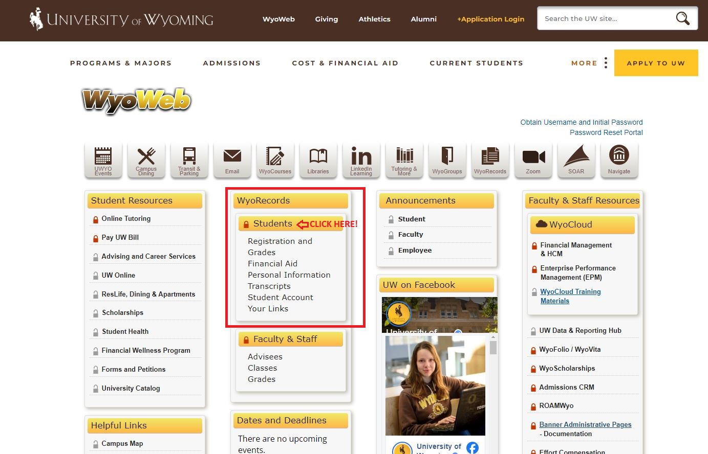 screenshot of wyoweb