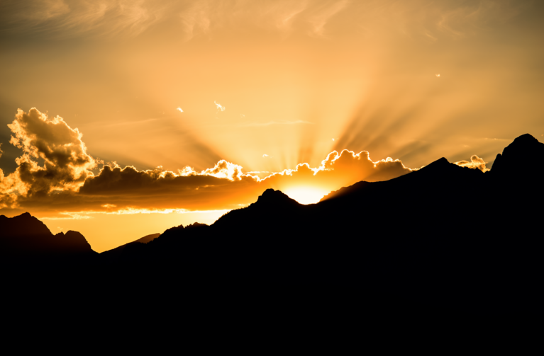 sunset over mountains