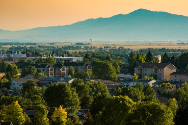 View of Laramie with the Snowy Range in the background