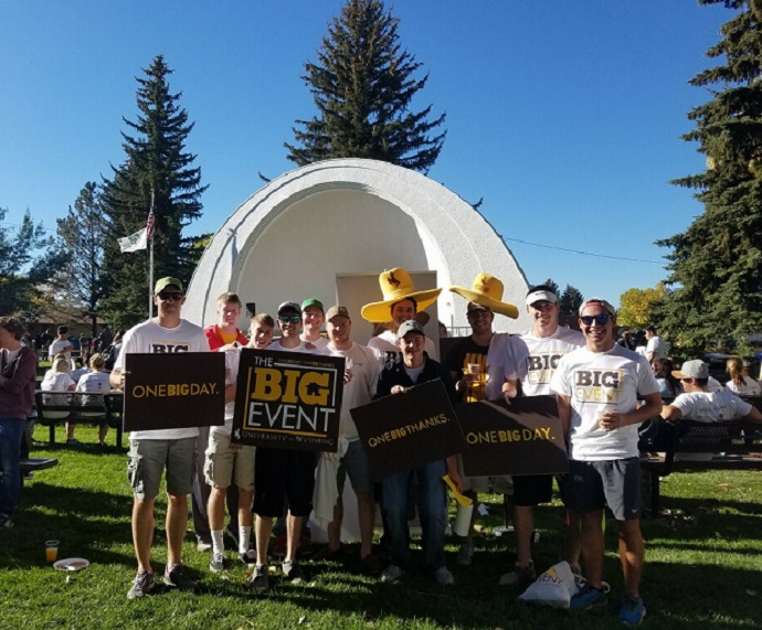 members of Sig EP in Big Event t shirts at the kick off event before going and volunteering