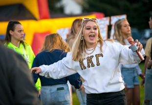 A UW sorority member participates in one of UW’s sorority events