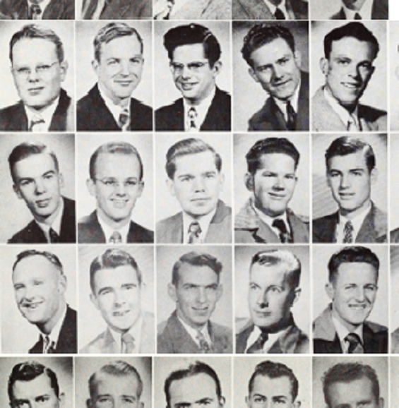 Men in suits posing for their composite