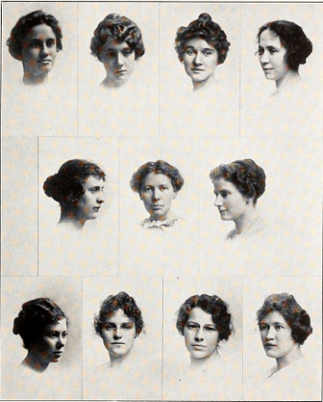 11 women's head shots in black and white to make up the first composite of the sorority.