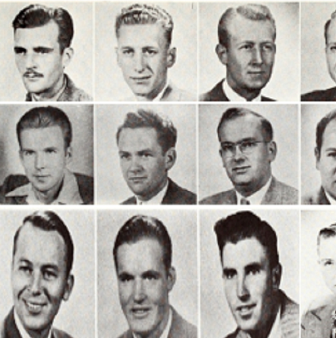 Various men posing for composite picture