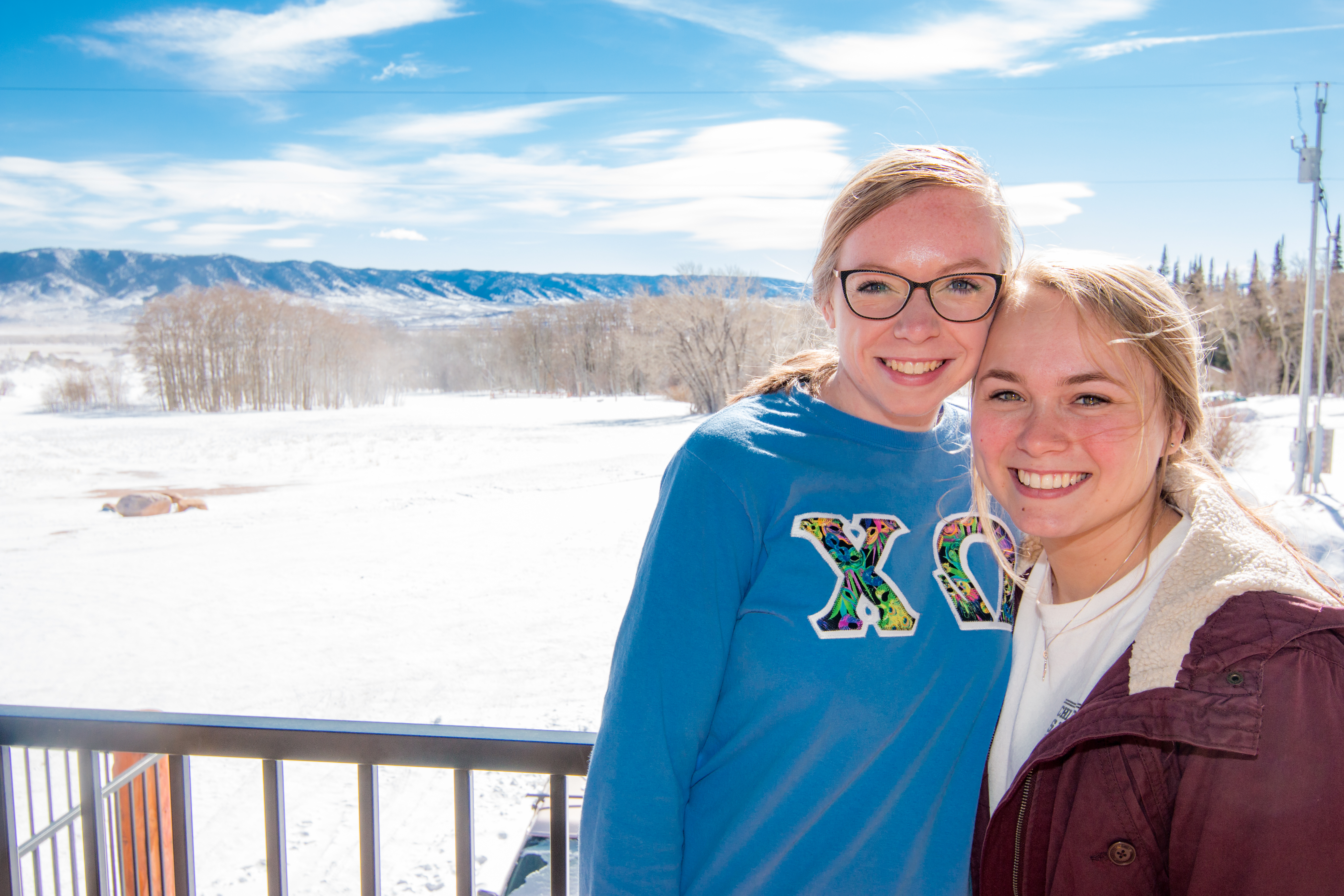 Two chi omega sisters in wilderness