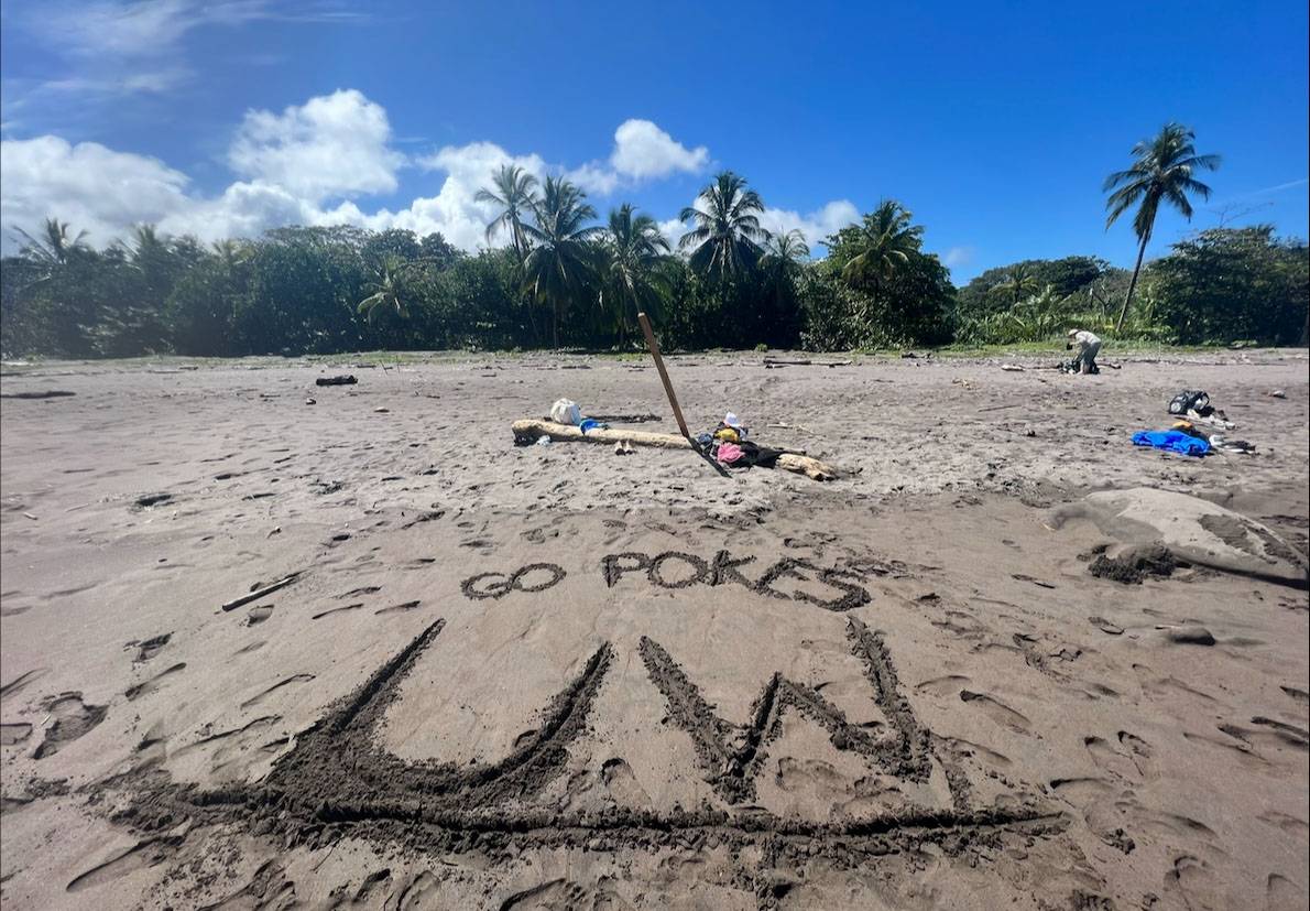 Costa Rica Beach with UW imprinted by UW students in the Costa Rica FYE course