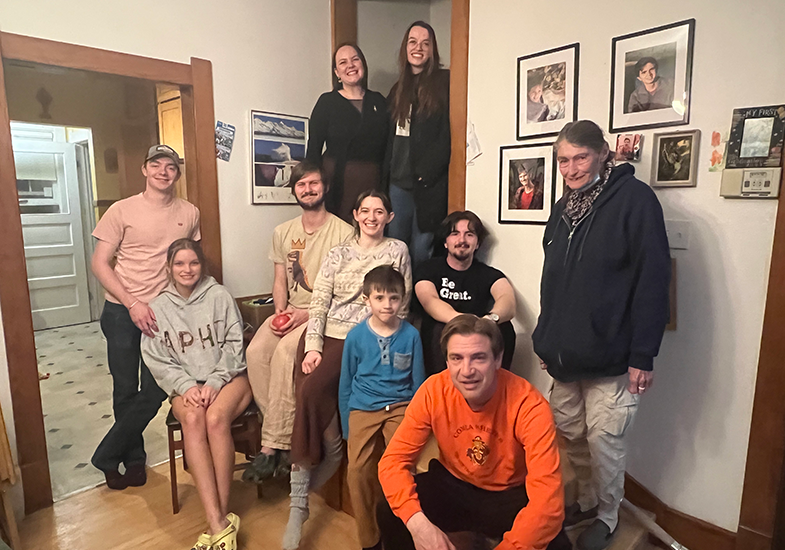 Sandra with family and dogs at Christmas