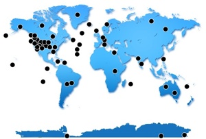World map of research projects.