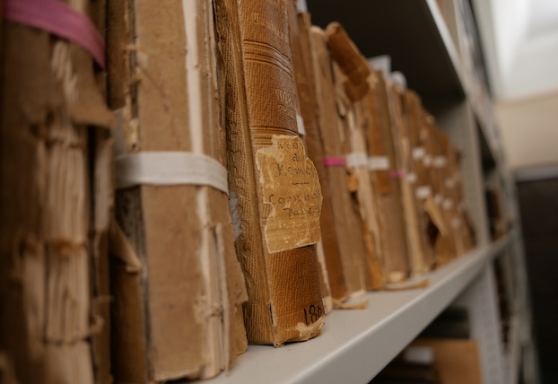bookshelf in Cardiff University library