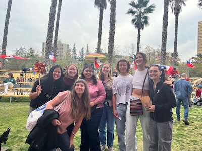 Lily with friends in Santiago