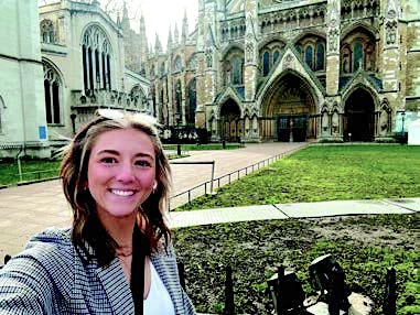 student selfie on a campus in England