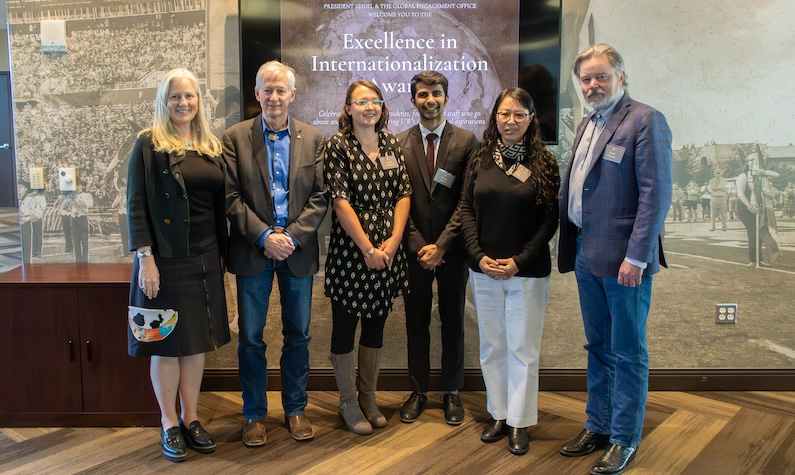 Award recipient photo with Isa Helfgott, Ed Seidel, Casidy Mittelstadt, Danish Kumar, Yan Zhang, Kevin Carmen