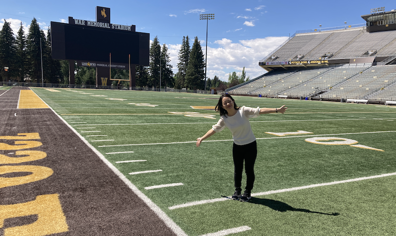 Yuki at the University of Wyoming football stadium