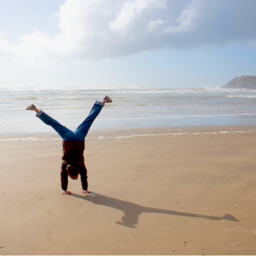 Student cartwheeling in Oregon