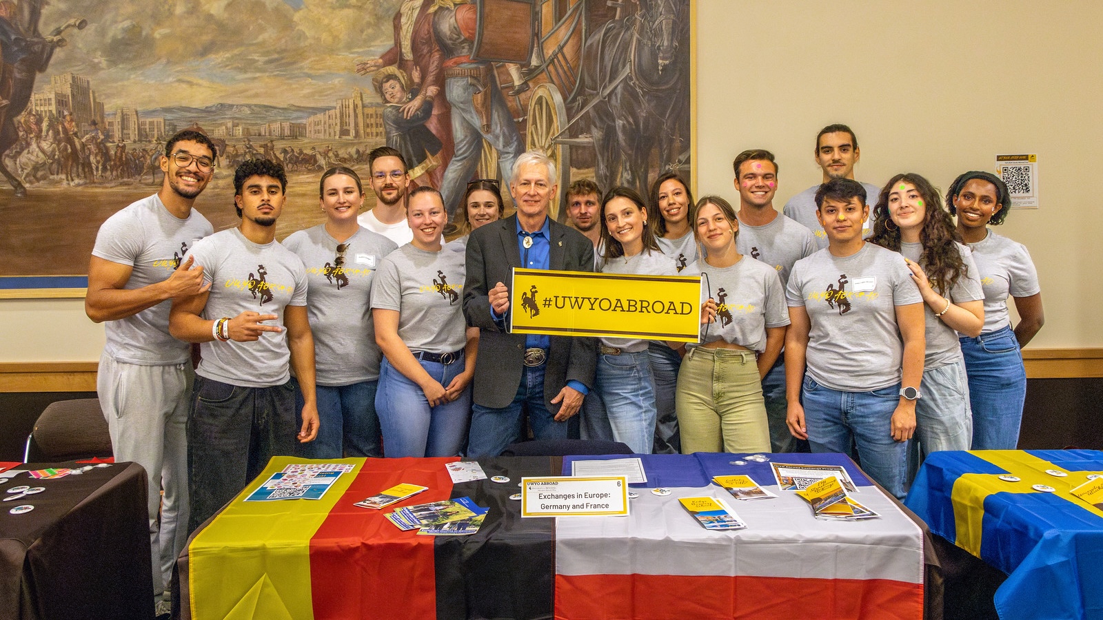 Ed Seidel with foreign exchange students group photo