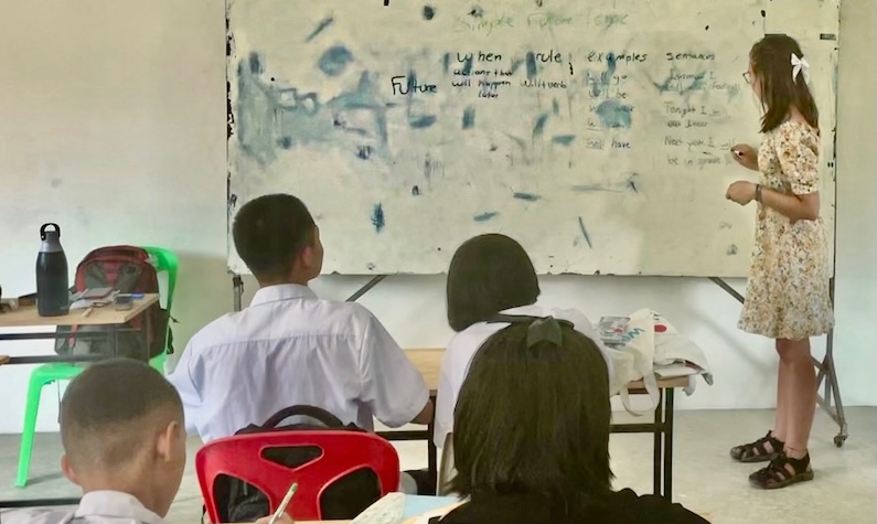Jess Petri, UW student, teaching English to Burmese students 