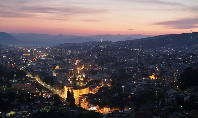 Sarajevo at night. Photo by Gabriel Hess.