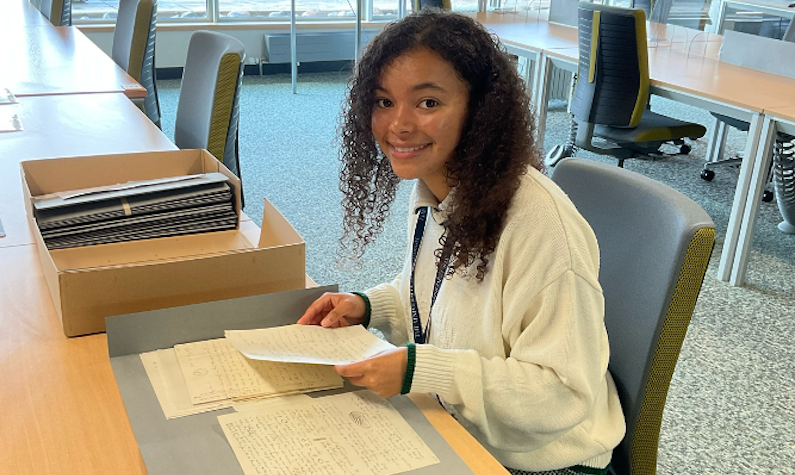 Andrea in University of Edinburgh archives