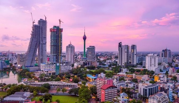 cityscape of Colombo in the evening