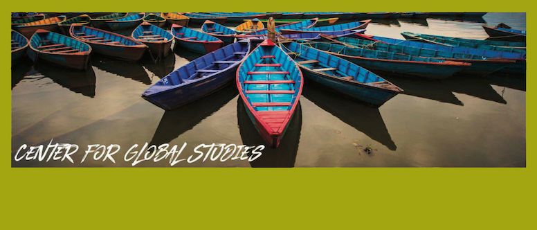 Global Studies logo over multi-colored canoes with the text "UW: Center for Global Studies Fall 2023 Newsletter"