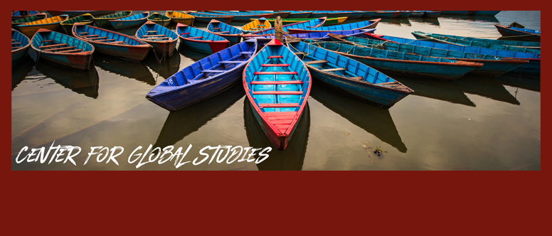 Global Studies logo over multi-colored canoes with the text "UW: Center for Global Studies Fall 2023 Newsletter"