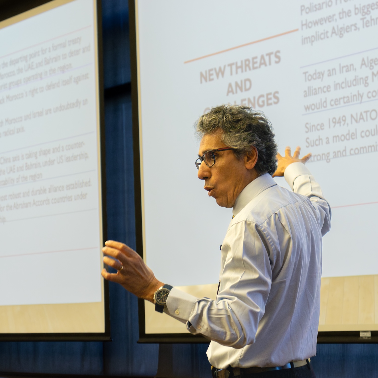 Mohsine El Ahmadi giving a Fulbright lecture