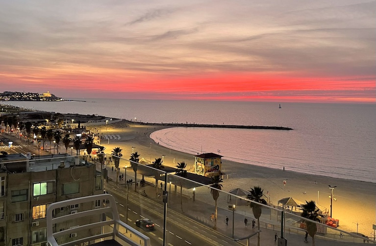 Tel Aviv beach at sunset