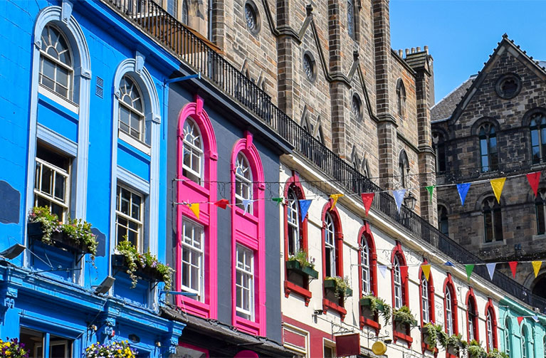 Colorful Houses on Victoria Street in Edinburgh