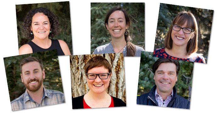 Portraits of several smiling staff and faculty members.