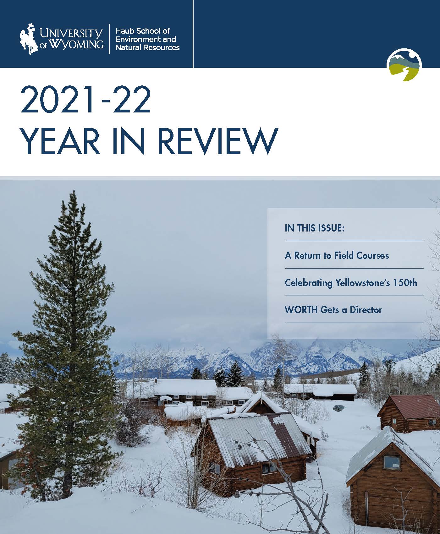 Cover of Haub School Year in Review with a snowy landscape