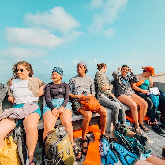 students on a boat