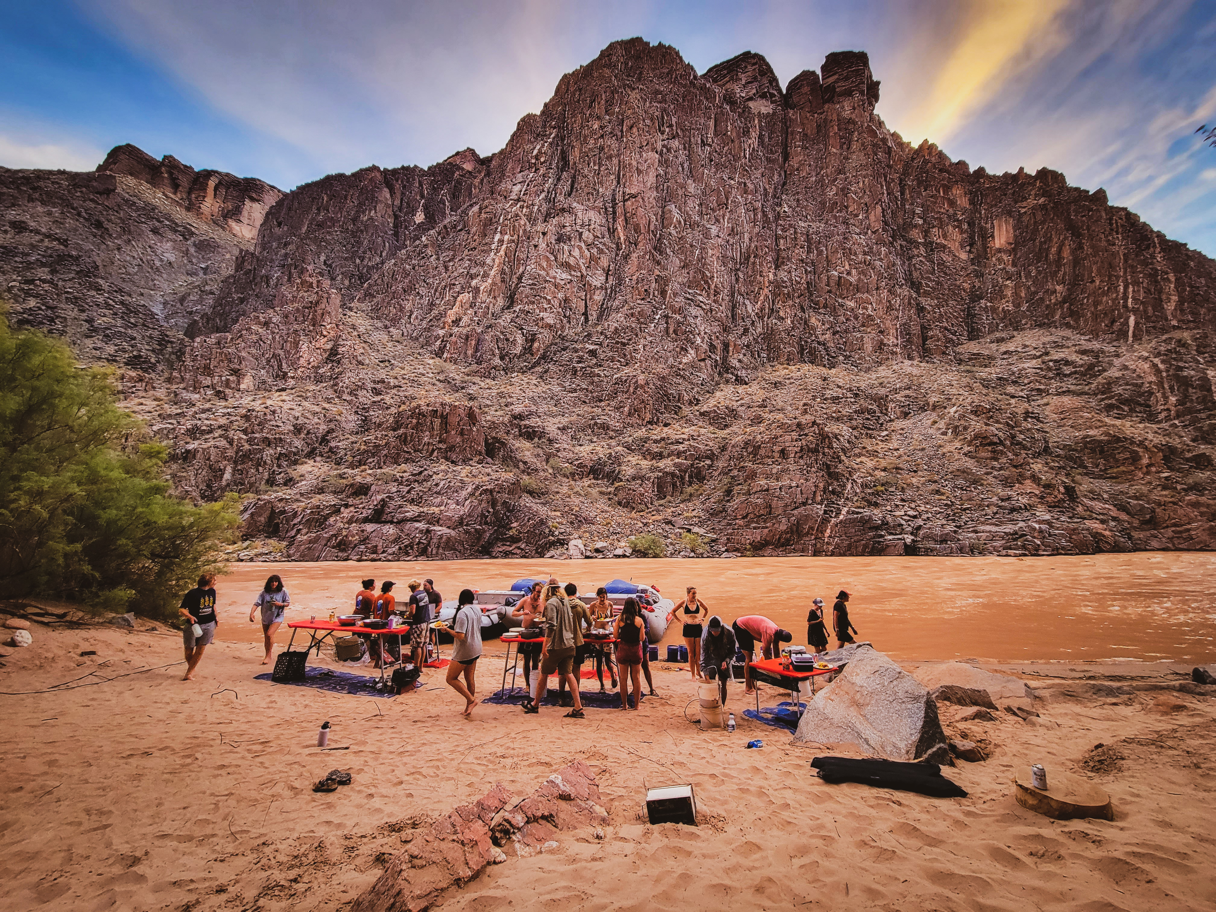 group of people at camp in the Grand Canyon