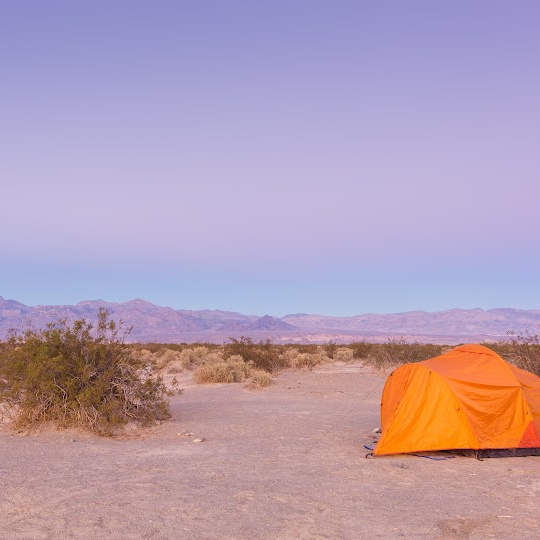 tent in a desert landscape