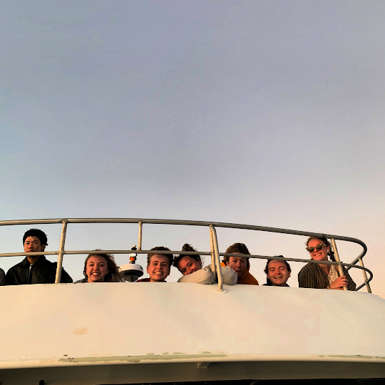 students on a boat