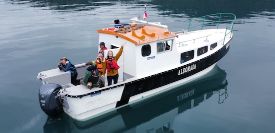 students on boat