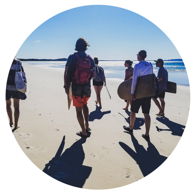 Surfers on beach