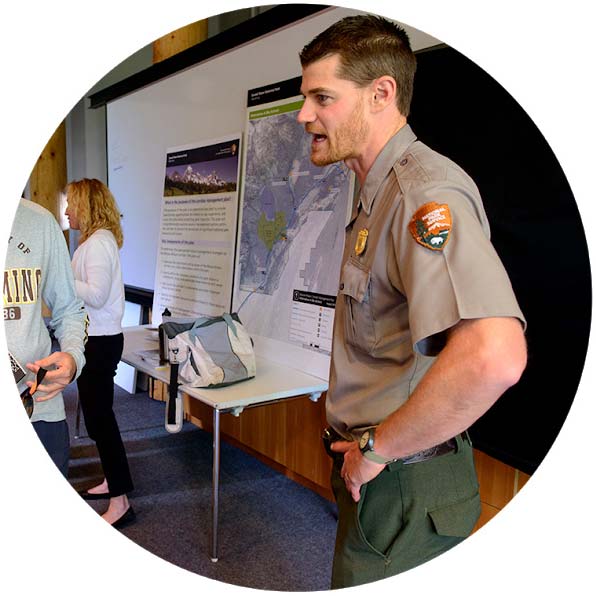 Park ranger talking to crowd