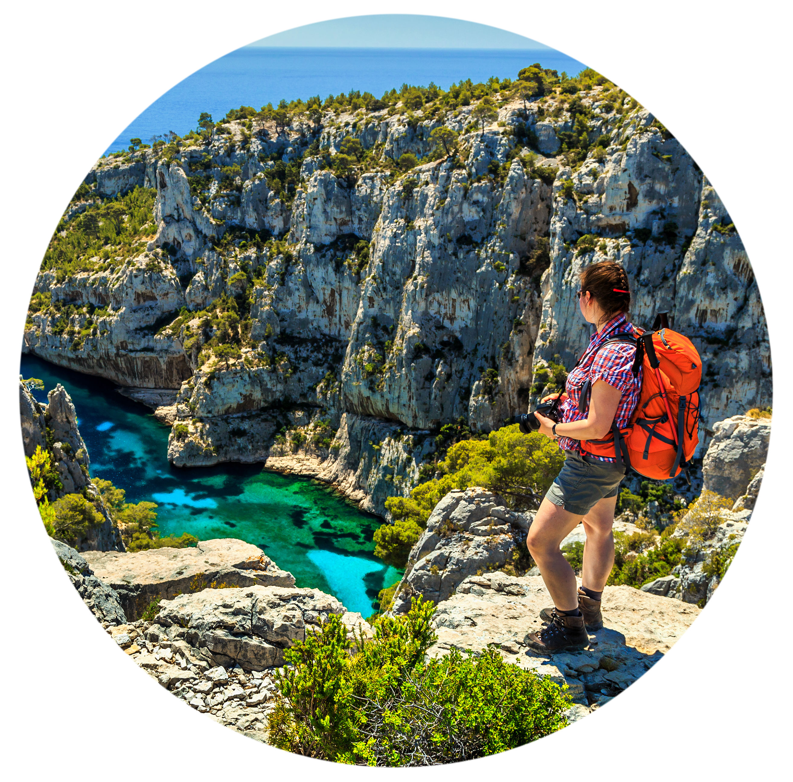 students hiking