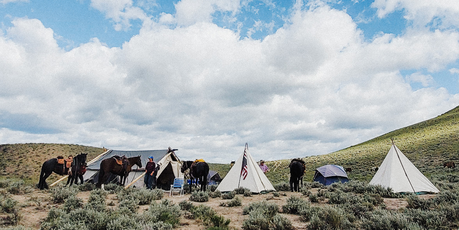 Range riders at camp