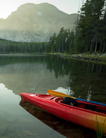 Kayak on alpine lake in WY