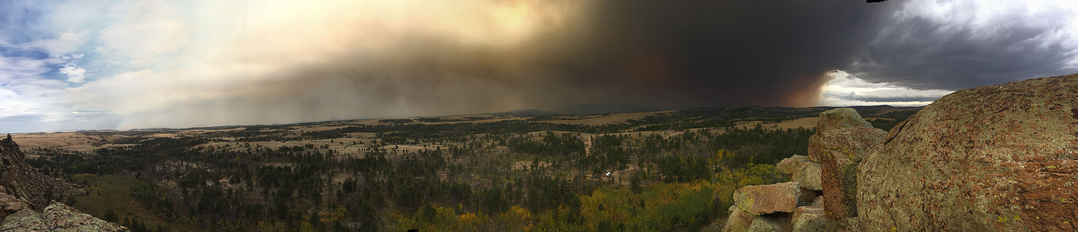 A panorama of a cloud of smoke