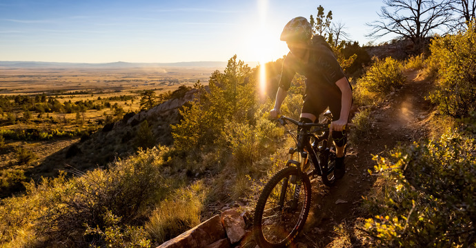 A mountain biker at sunset