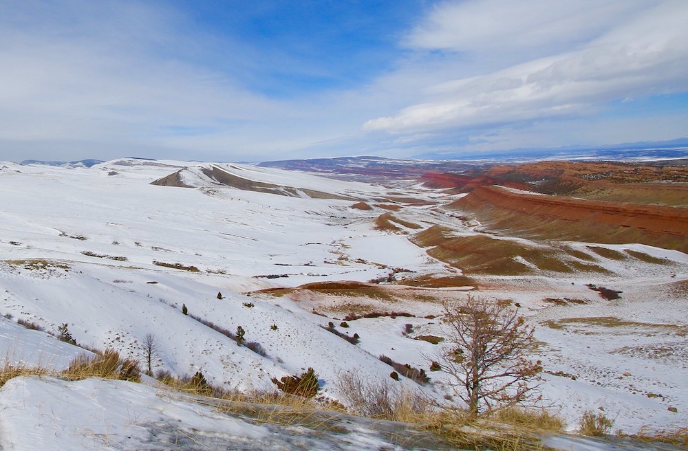 A partially snowy landscape